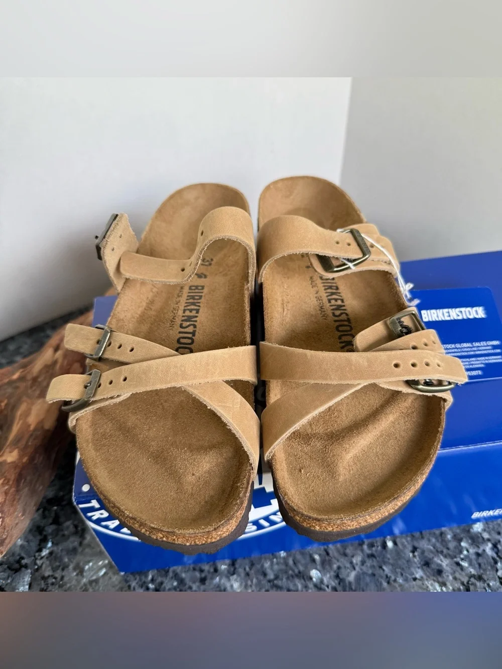 NEW Birkenstock Franca Slide Sandal, Tan, 37EU 6US, Women’s, With Box